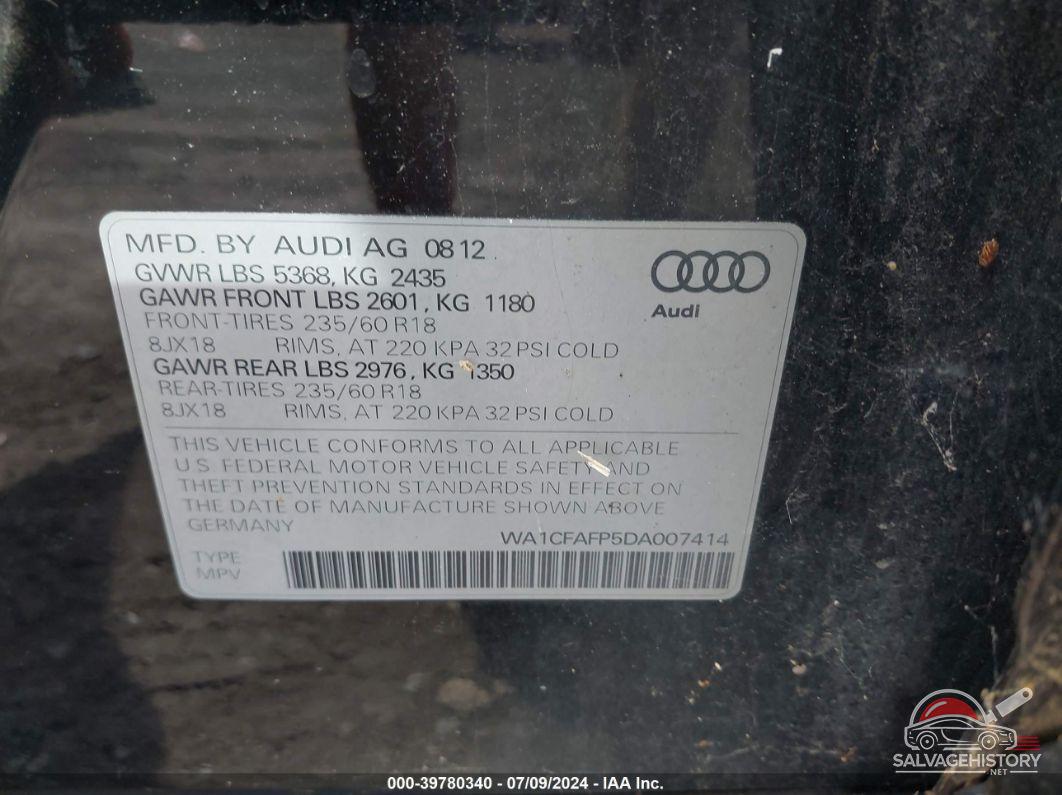 WA1CFAFP5DA007414 2013 AUDI Q5 photo no. 9