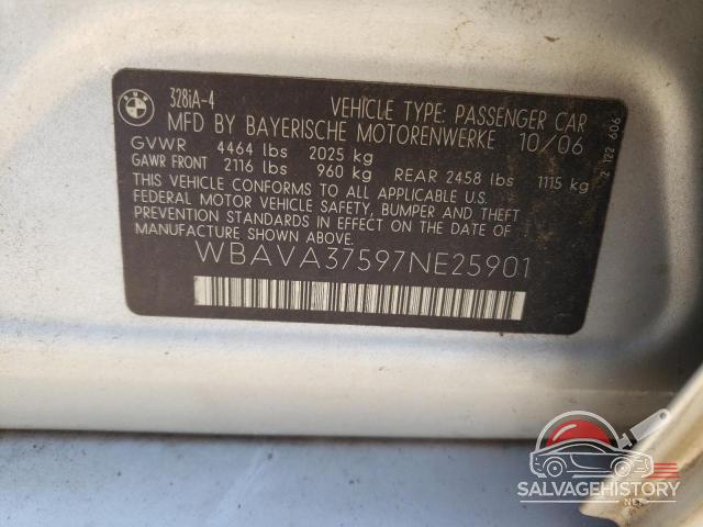 WBAVA37597NE25901 2007 BMW 3 SERIES photo no. 12