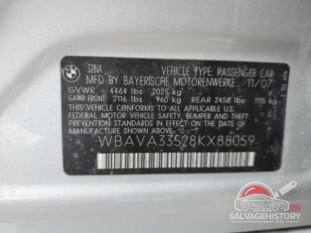 WBAVA33528KX88059 2008 BMW 3 SERIES photo no. 12