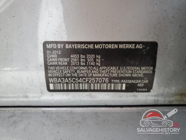 WBA3A5C54CF257076 2012 BMW 3 SERIES photo no. 12