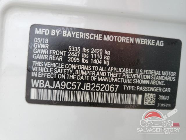 WBAJA9C57JB252067 2018 BMW 5 SERIES photo no. 12