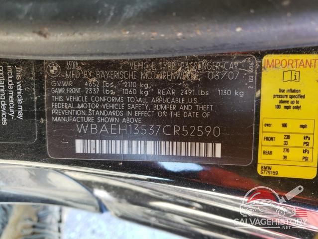 WBAEH13537CR52590 2007 BMW 6 SERIES photo no. 13