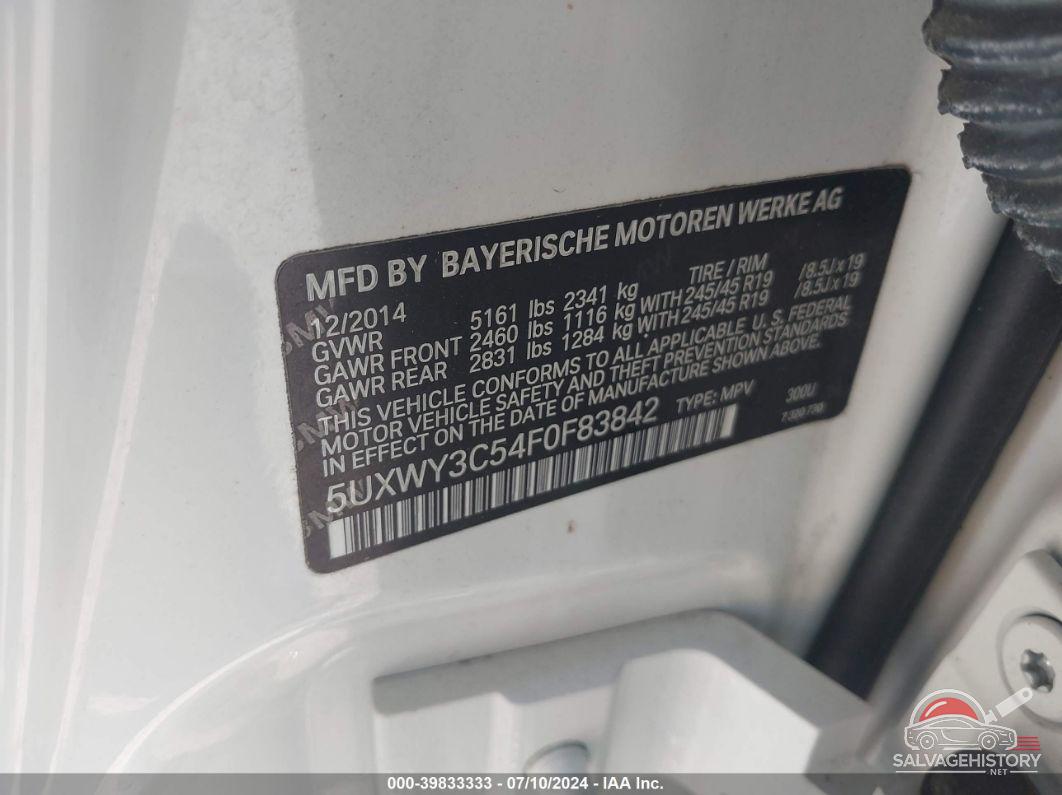5UXWY3C54F0F83842 2015 BMW X3 photo no. 9