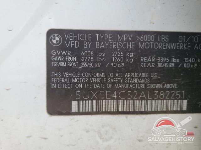 5UXFE4C52AL382251 2010 BMW X5 photo no. 13