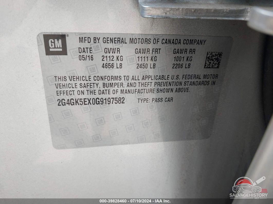 2G4GK5EX0G9197582 2016 BUICK REGAL photo no. 9