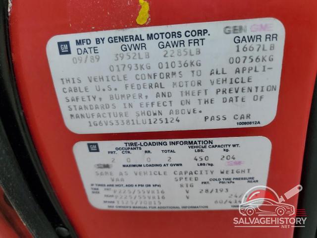 1G6VS3381LU125124 1990 CADILLAC ALL OTHER photo no. 13