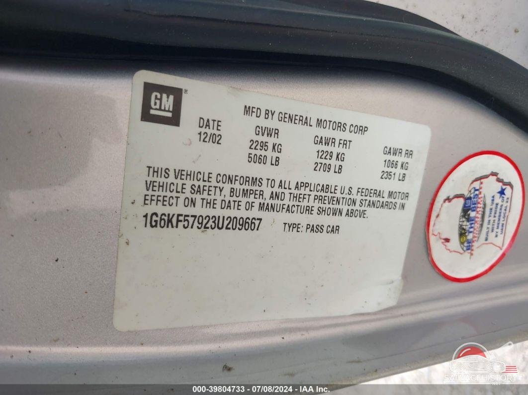 1G6KF57923U209667 2003 CADILLAC DEVILLE photo no. 9