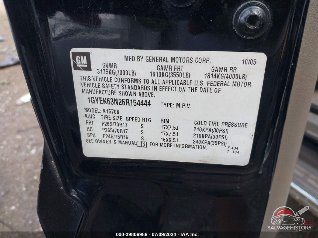 1GYEK63N26R154444 2006 CADILLAC ESCALADE photo no. 9