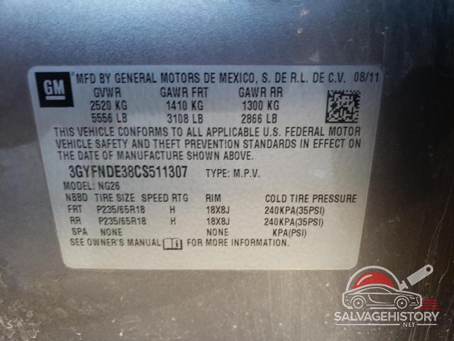 3GYFNDE38CS511307 2012 CADILLAC SRX photo no. 12