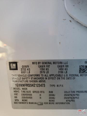 1GYKNFRS5HZ123473 2017 CADILLAC XT5 photo no. 12