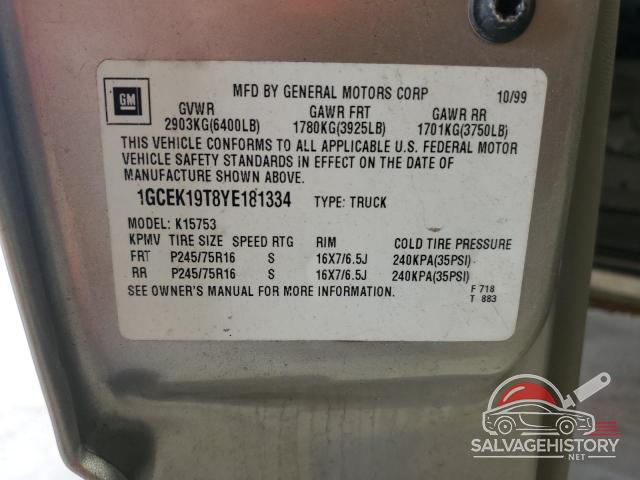1GCEK19T8YE181334 2000 CHEVROLET ALL Models photo no. 12