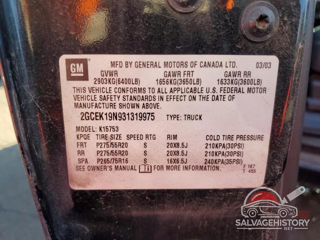 2GCEK19N931319975 2003 CHEVROLET ALL Models photo no. 12