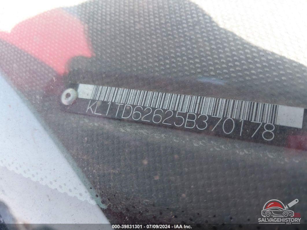 KL1TD62625B370178 2005 CHEVROLET AVEO photo no. 9