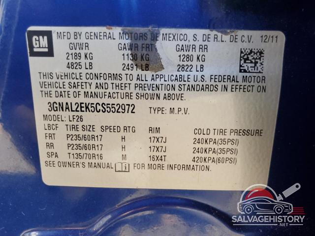 3GNAL2EK5CS552972 2012 CHEVROLET CAPTIVA photo no. 13