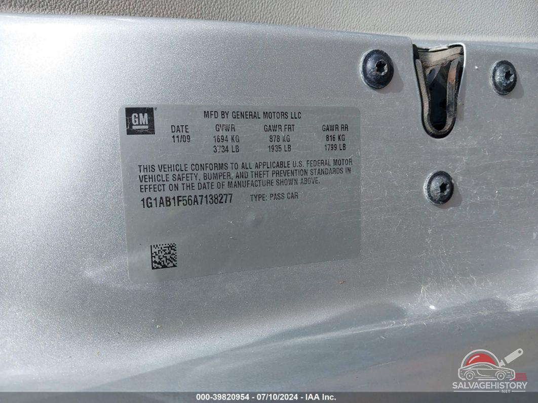 1G1AB1F56A7138277 2010 CHEVROLET COBALT photo no. 9