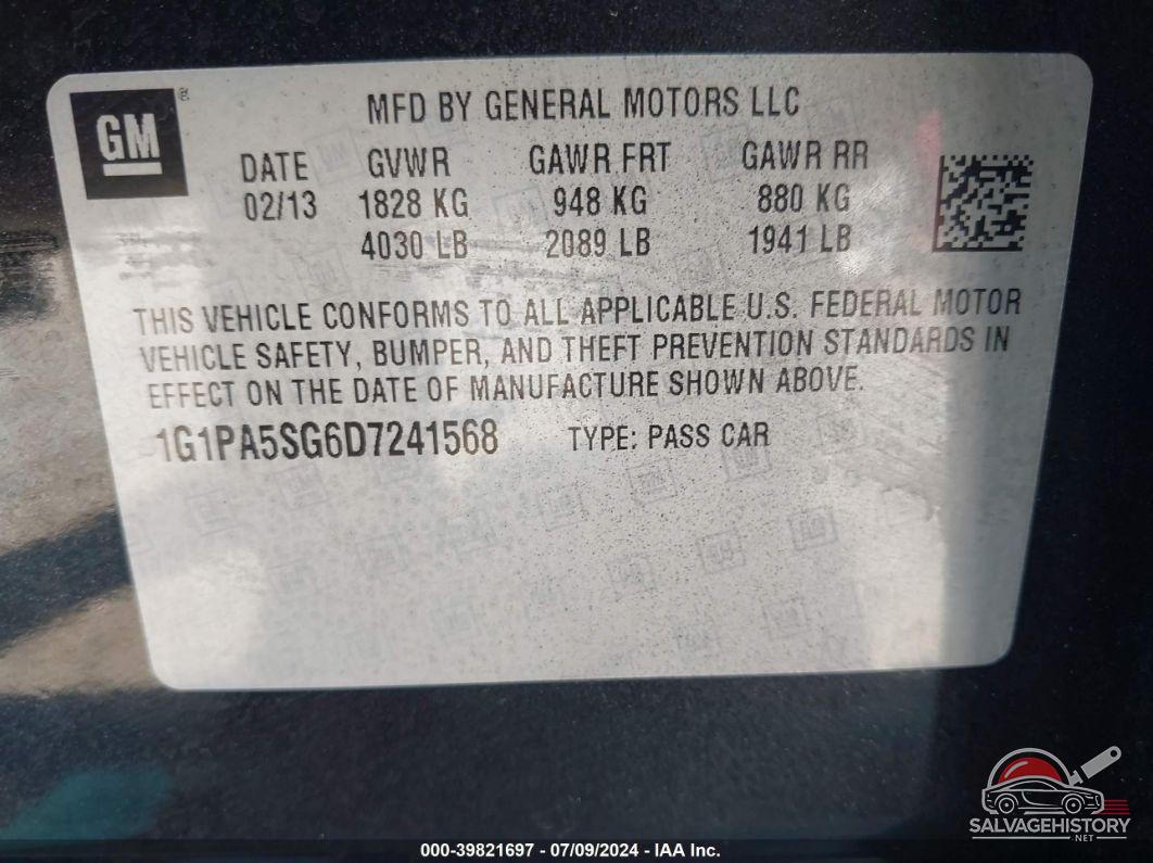 1G1PA5SG6D7241568 2013 CHEVROLET CRUZE photo no. 9