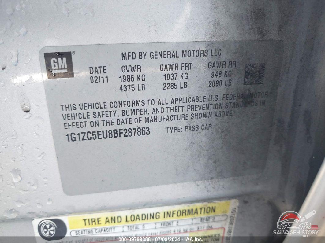 1G1ZC5EU8BF287863 2011 CHEVROLET MALIBU photo no. 9