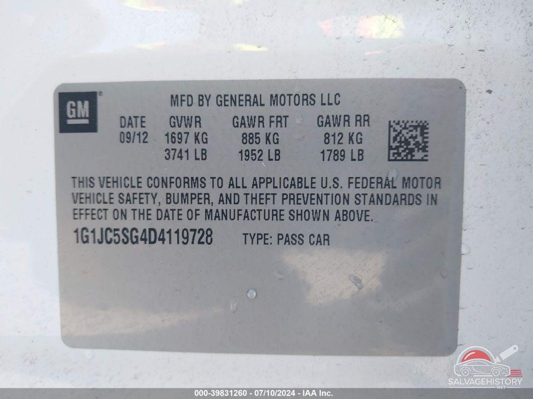 1G1JC5SG4D4119728 2013 CHEVROLET SONIC photo no. 9