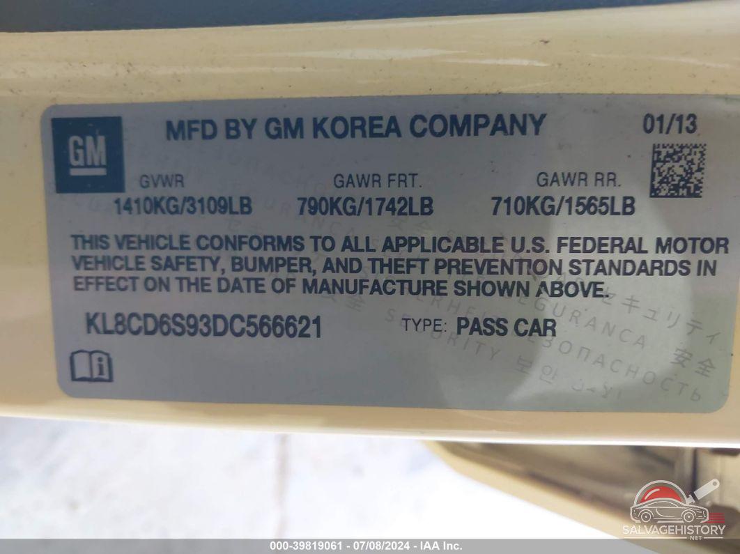 KL8CD6S93DC566621 2013 CHEVROLET SPARK photo no. 9