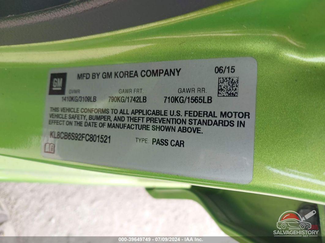 KL8CB6S92FC801521 2015 CHEVROLET SPARK photo no. 9