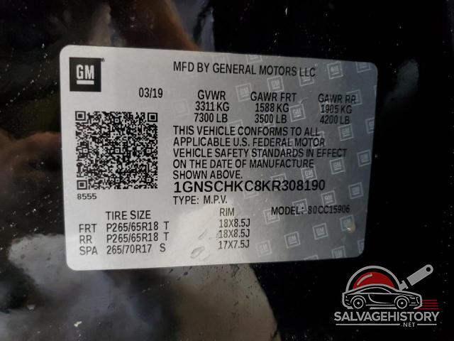 1GNSCHKC8KR308190 2019 CHEVROLET SUBURBAN photo no. 13