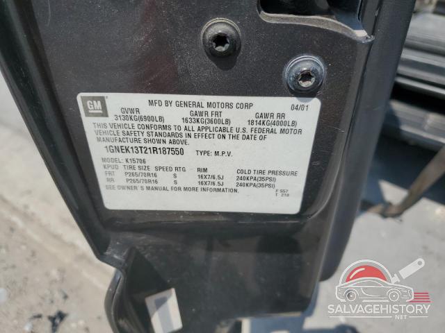 1GNEK13T21R187550 2001 CHEVROLET TAHOE photo no. 13