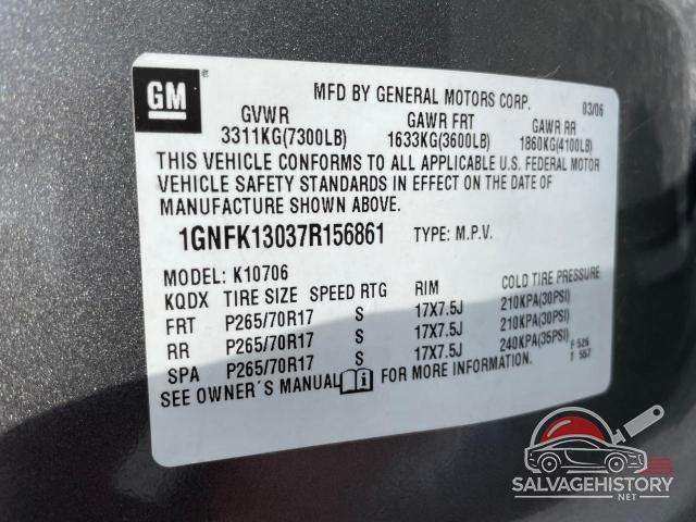 1GNFK13037R156861 2007 CHEVROLET TAHOE photo no. 10