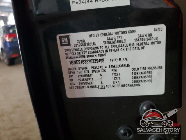 1GNES16S836229498 2003 CHEVROLET TRAILBLZR photo no. 13