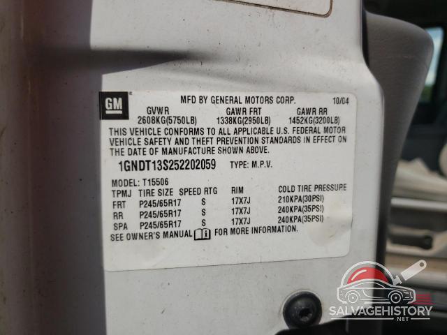 1GNDT13S252202059 2005 CHEVROLET TRAILBLZR photo no. 13