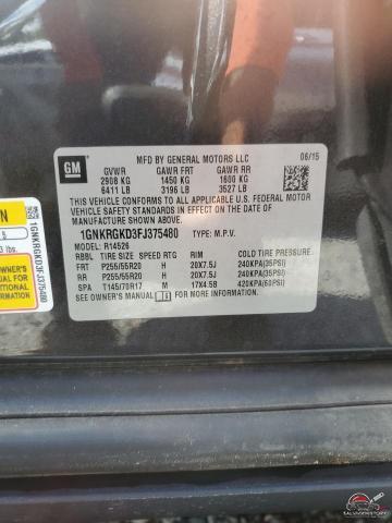 1GNKRGKD3FJ375480 2015 CHEVROLET TRAVERSE photo no. 12