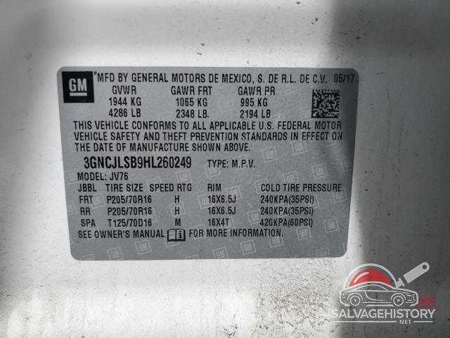3GNCJLSB9HL260249 2017 CHEVROLET TRAX photo no. 13