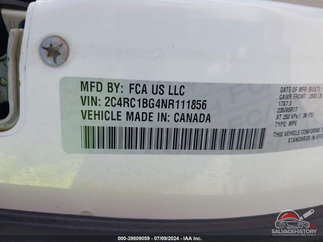 2C4RC1BG4NR111856 2022 CHRYSLER PACIFICA photo no. 9