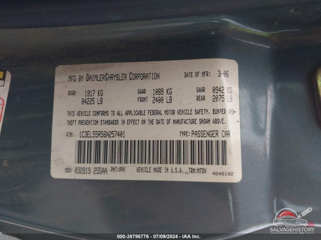 1C3EL55R56N257401 2006 CHRYSLER SEBRING photo no. 9