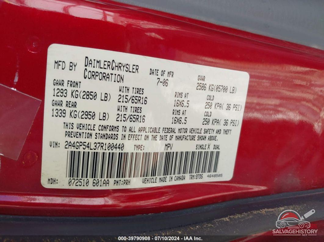2A4GP54L37R100440 2007 CHRYSLER TOWN & COUNTRY photo no. 9