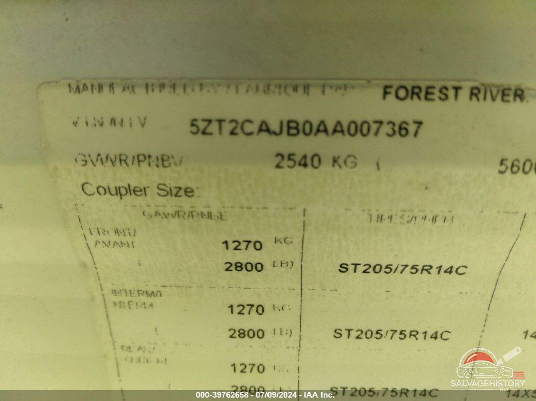 5ZT2CAJB0AA007367 2010 COACHMEN CATALINA 20RD photo no. 9