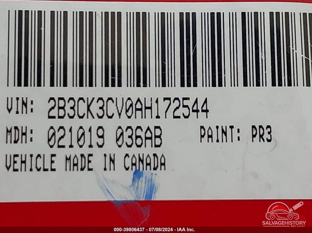 2B3CK3CV0AH172544 2010 DODGE CHARGER photo no. 9