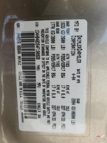 1D4HB48D54F190928 2004 DODGE DURANGO photo no. 14