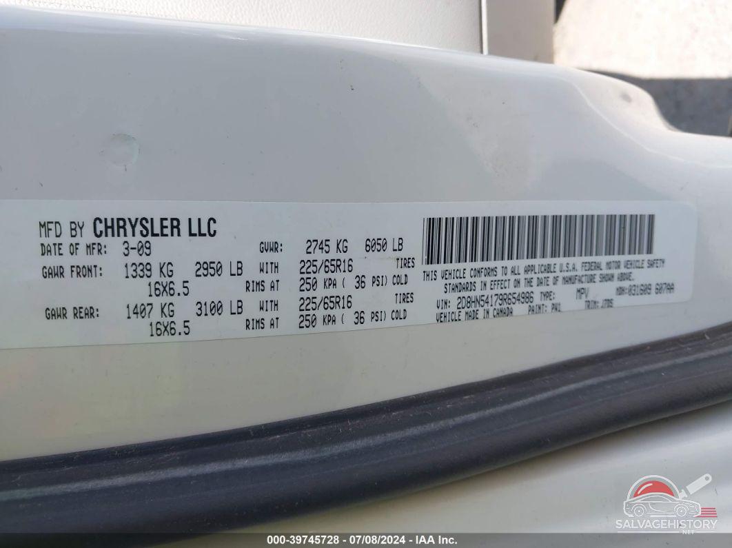 2D8HN54179R654986 2009 DODGE GRAND CARAVAN photo no. 9