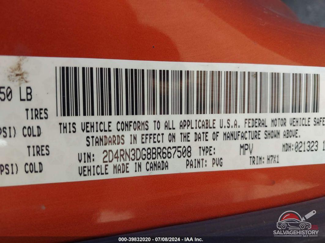 2D4RN3DG8BR667508 2011 DODGE GRAND CARAVAN photo no. 9