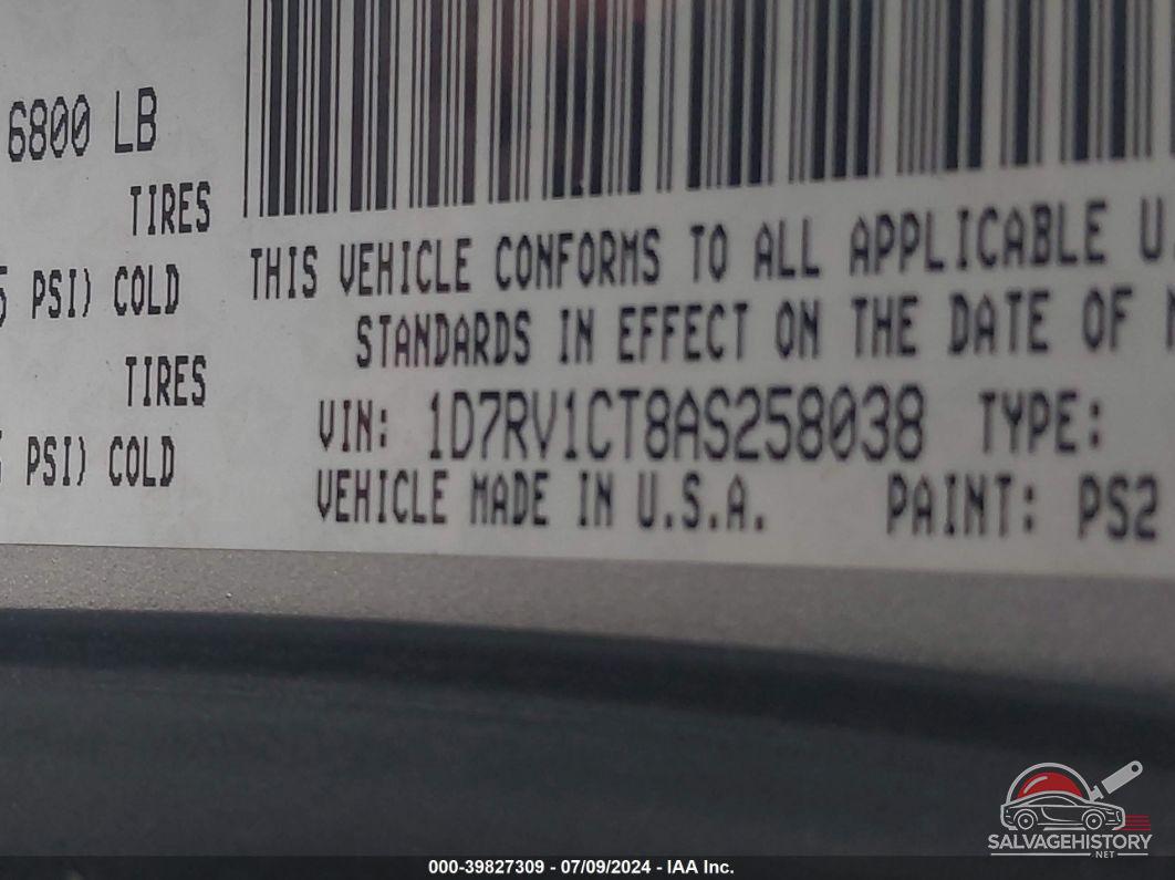 1D7RV1CT8AS258038 2010 DODGE RAM 1500 photo no. 9