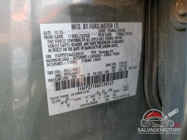 1FAFP271X6G134553 2006 FORD 500 photo no. 12