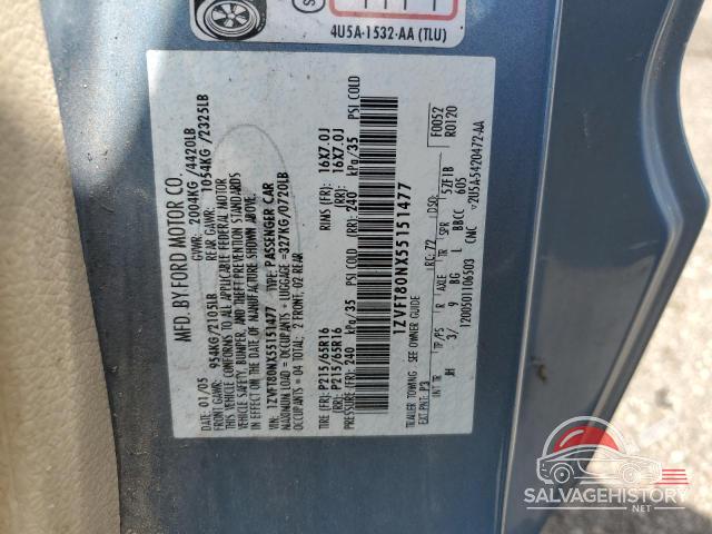1ZVFT80NX55151477 2005 FORD ALL Models photo no. 12