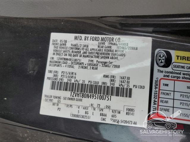 1ZVHT80N495100751 2009 FORD ALL Models photo no. 12