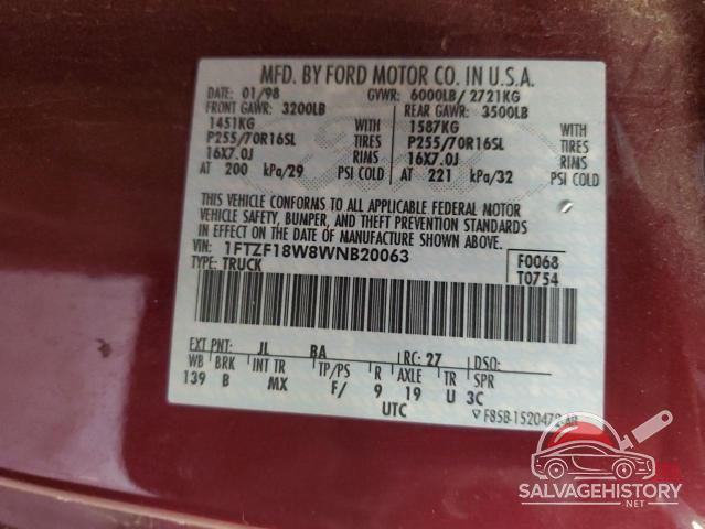1FTZF18W8WNB20063 1998 FORD All Models photo no. 12