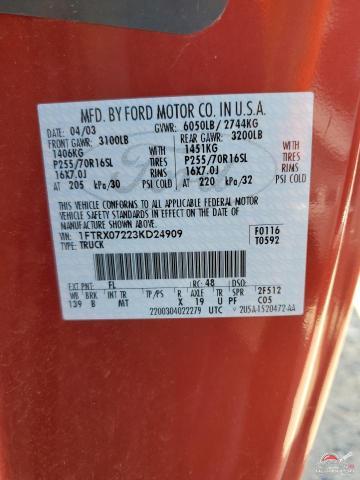 1FTRX07223KD24909 2003 FORD All Models photo no. 12