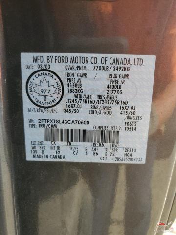 2FTPX18L43CA70600 2003 FORD All Models photo no. 12