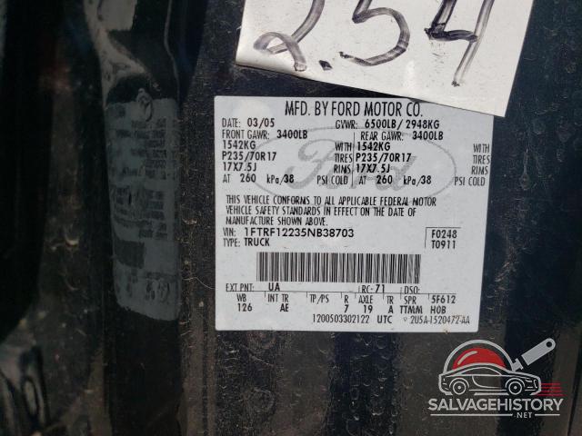 1FTRF12235NB38703 2005 FORD All Models photo no. 12