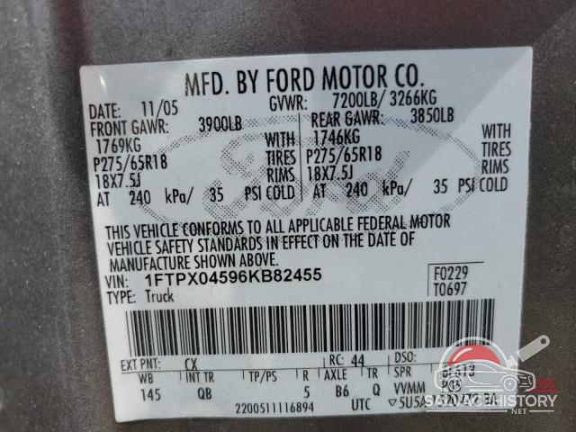1FTPX04596KB82455 2006 FORD All Models photo no. 12