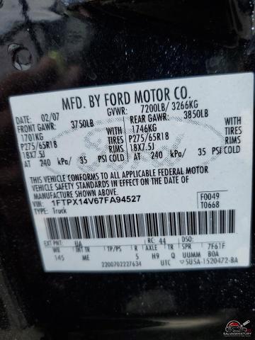 1FTPX14V67FA94527 2007 FORD All Models photo no. 13