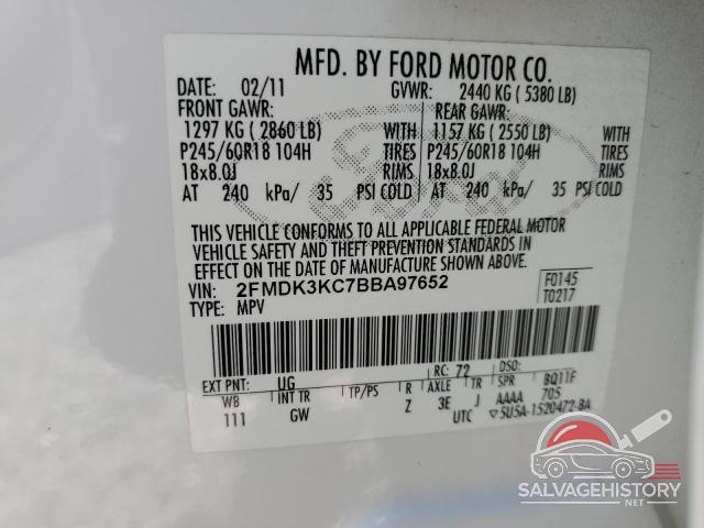 2FMDK3KC7BBA97652 2011 FORD EDGE photo no. 13